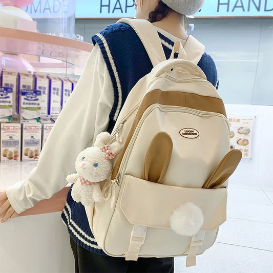 eybag Cute Rabbit Young Girl School Backpack Female Large Capacity Kawaii Back Pack Mochila Pink Women Bagpack Nylon Cartoon Schoolbag