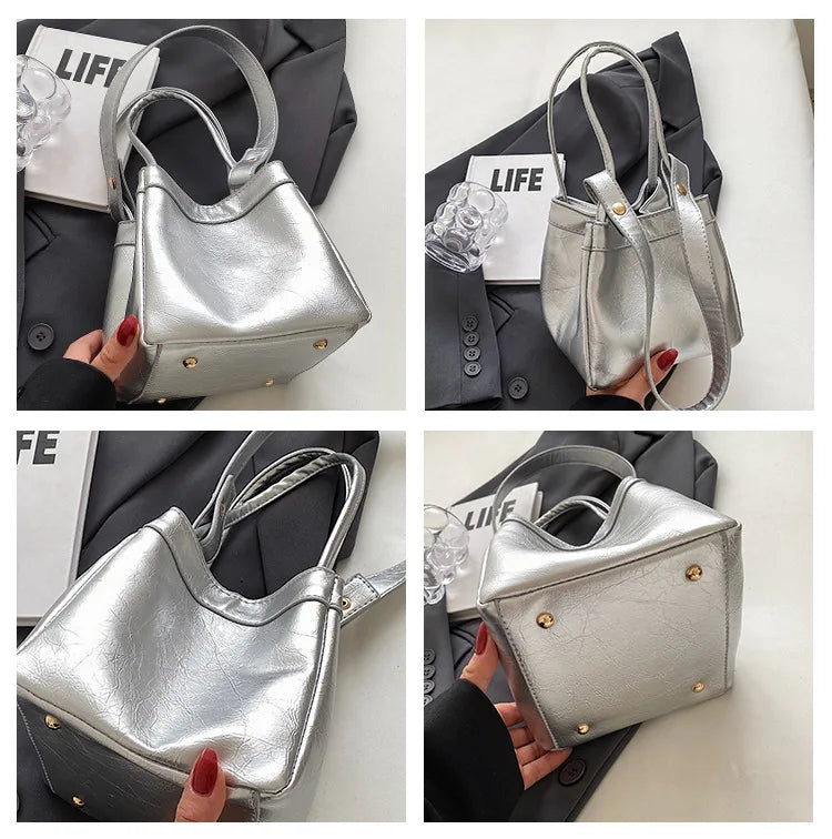 eybag Advanced Beauty Style Silver Crossbody Bags for Women Fashion Handbags Short Top Handle Leather Luxury Brand Party Tote Bag