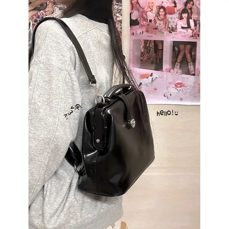 eybag Vintage Heart Y2k Mochila Women Leather Hot Girls Handle Pink Mini Backpack schoolbag Female Harajuku Black Backpacks Aesthetic