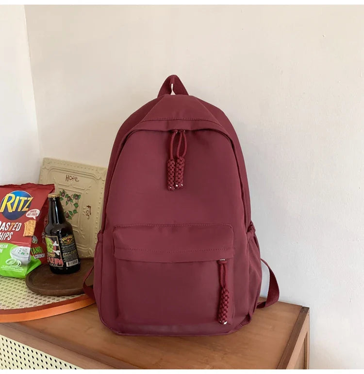 eybag Large Capacity Waterproof Nylon Backpacks Solid Wide Shoulder Strap School Bags Korea Style Cloth Satchels Simple Casual Package