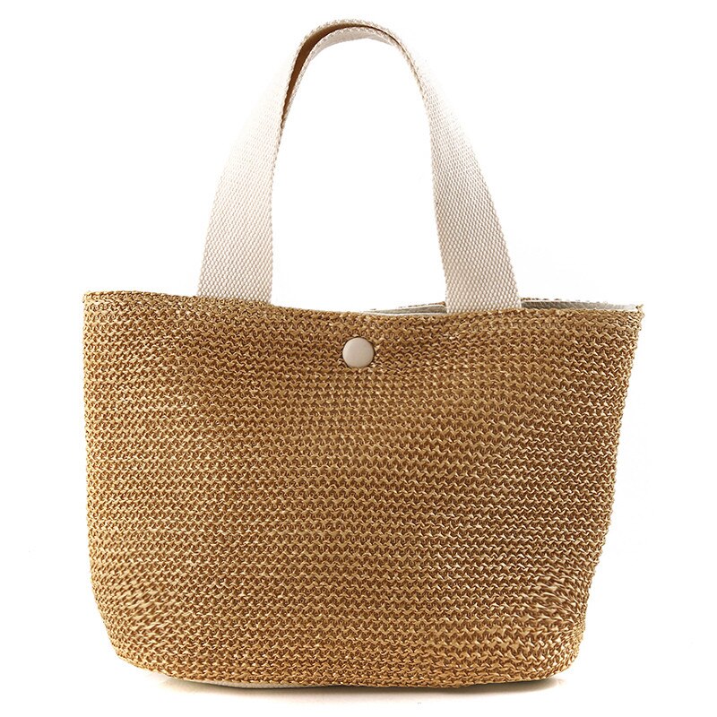 Lkblock Elegant Ladies Straw Woven Handbag Women Holiday Beach Casual Tote Top-Handle Bags Fashion Retro Shoulder Bags 2022