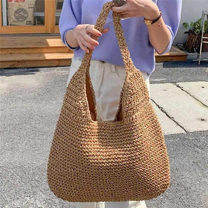 eybag Fashion Straw Weave Tassel Women Shoulder Bags New Female Handbags Large Capacity Summer Beach Straw Bags Casual Tote Purses