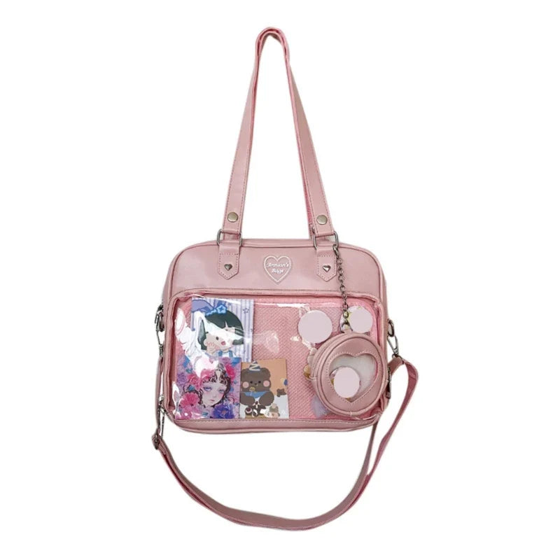 eybag Japanese Harajuku Itabag Girls PU Transparent Bag School Student Handbags Ita Bag Tote JK Uniform Shoulder Crossbody Bag