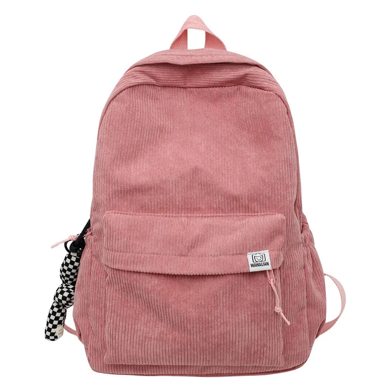 eybag Corduroy Backpacks Solid Cotton School Bags For Teenage Girls 2023 New Simple Leisure Or Travel Bags Winter Soft Satchels