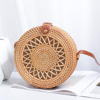 eybag Round Women Shoulder Bag Square Straw Beach Bags Wicker Bali Box Female Crossbody Bag Rattan Woven Summer Handbag Messenger Tote