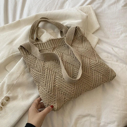 Lkblock Luxury design handbags for women winter wool knitting the tote bag Fashion Shoulder Female bag Women's purses messenger bag