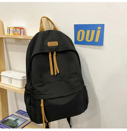 eybag Large-capacity Backpack Female Japanese Backpack Solid Color Junior High School Student Canvas Schoolbag Laptop Backpack