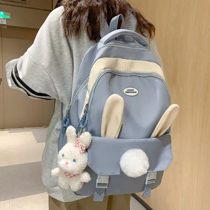 eybag Cute Rabbit Young Girl School Backpack Female Large Capacity Kawaii Back Pack Mochila Pink Women Bagpack Nylon Cartoon Schoolbag