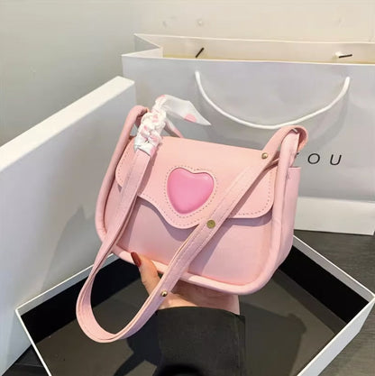 eybag Cute Love Heart Women's Small Square Shoulder Bags Fashion Female Messenger Bag Simple Ladies Crossbody Purse Handbag with Scarf