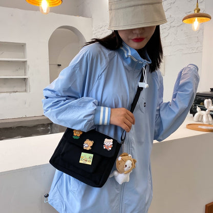 eybag Cute Canvas Small Bag Female New Japanese Harajuku Diagonal Bag Wild Student Girl Shoulder Bag Bags for Women