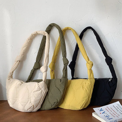 eybag Vintage Pleated Women Bag New Autumn Winter Fashion Armpit Crossbody Bag Foreign Casual Nylon Dumplings Bag Tide