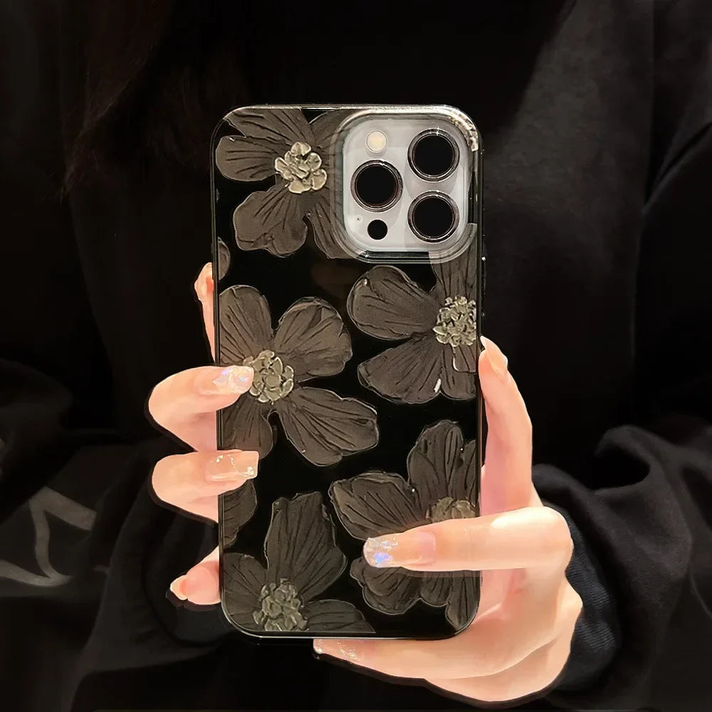 eybag Oil Painting Flowers Phone Case for IPhone 15 14 13 12 11 Pro Max Mini XS X XR 8 7 Plus SE Soft Shockproof Full Coverage