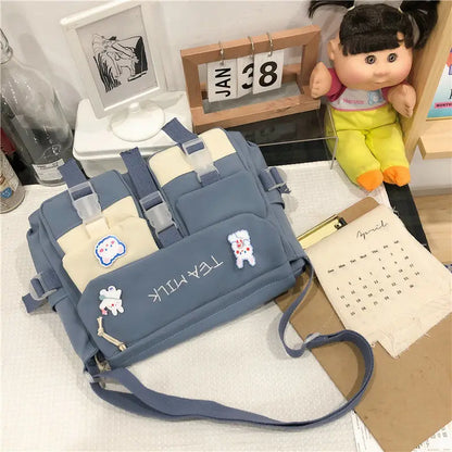 eybag Bag Female New Korean Summer Student Crossbody Bag Large Capacity Japanese Canvas Bag Small Backpack Shoulder Bag