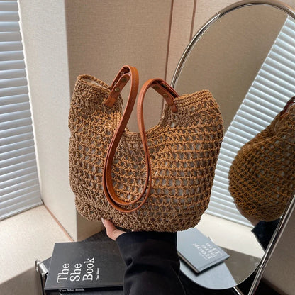 eybag Large Woven Straw Tote Handbags and Purses Shouler Bags for Women New Casual Summer Beach Ladies Messenger Bags High Quality