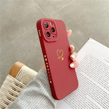 eybag Candy Color Silicone Phone Case For iPhone 14 Pro Max 11 12 13 Pro X XR XS Max 7 8 Plus Cute Love Heart Frame Soft Cover