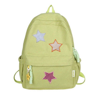 eybag Solid Star Twist Zipper Large Capacity Corduroy School Bag Classics Simple Backpack 2024 Hot Sale Light Bags for Girls and Boys