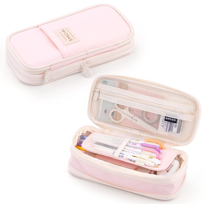 eybag Angoo Multifunctional Cosmetic Bag Macaroon Big Capacity Double-layer Canvas Pencil Case Travel Storage Pouch School Supplies