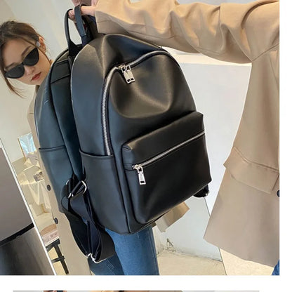 eybag Women School Bag High Quality Pu Leather Luxury Shoulder Bags Designer Large Capacity Casual Versatile Backpack Solid Color