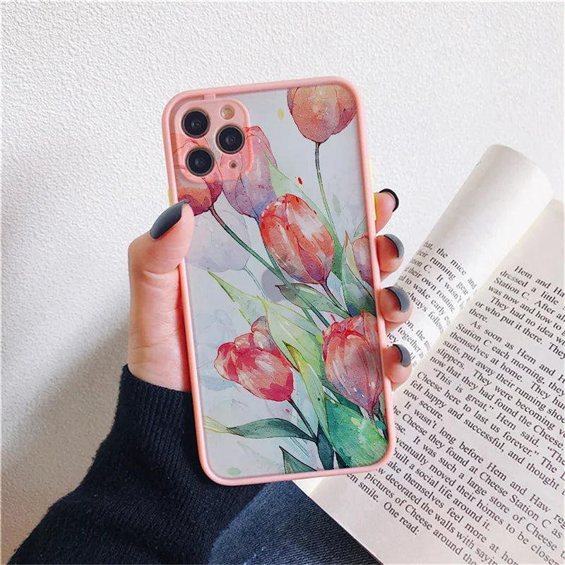 eybag Luxury Vintage Rose Flower Phone Case for iPhone 7 8 Plus SE2 X XR XS MAX 12 13 14 11 15 Pro Max Black Back Shockproof Covers