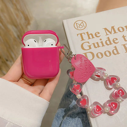 eybag Rose Red Case for Apple Airpods 3 Earphone Case with Heart Chain Pendant Protective Case for Air Pods Pro 2/ Airpods 1 2 Cover