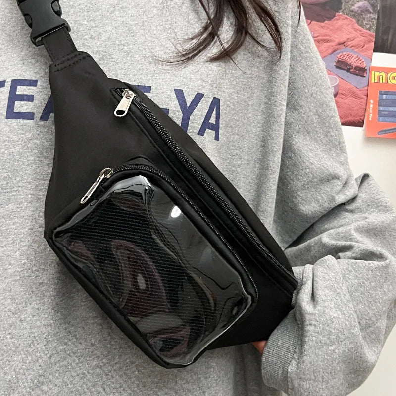 eybag Japanese Harajuku Chest Bag Women Transparent Pocket Kawaii Waist Bag College Student Crossbody Bags New Purses Bolso De Hombro