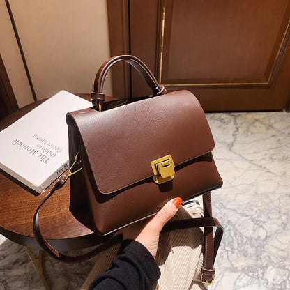 eybag - Retro Handbags For Women Flap Shape Pure Color Shoulder Crossbody Bags With Golden Hasp 2023 Designer Luxury Messenger Bag