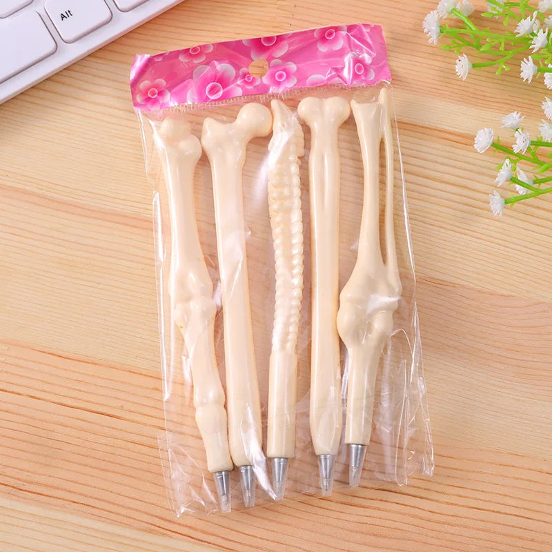 eybag 5Pcs/Set Funny Lifelike Bone Shape Ballpoint Pen School Office Writing Supplies Gift Stationery