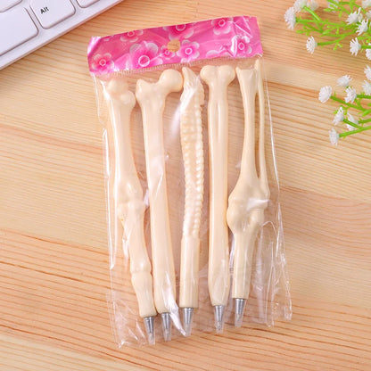 eybag 5Pcs/Set Funny Lifelike Bone Shape Ballpoint Pen School Office Writing Supplies Gift Stationery