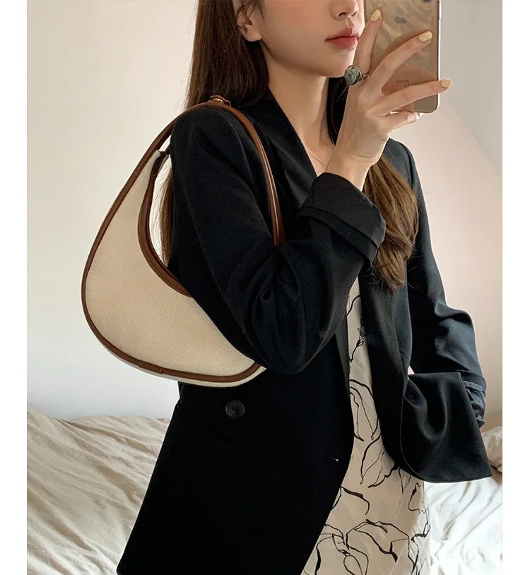 eybag Canvas Half-Moon women Shoulder Bags Luxury Designer armpit bags Small Fashion patchwork Female Handbags and Purses