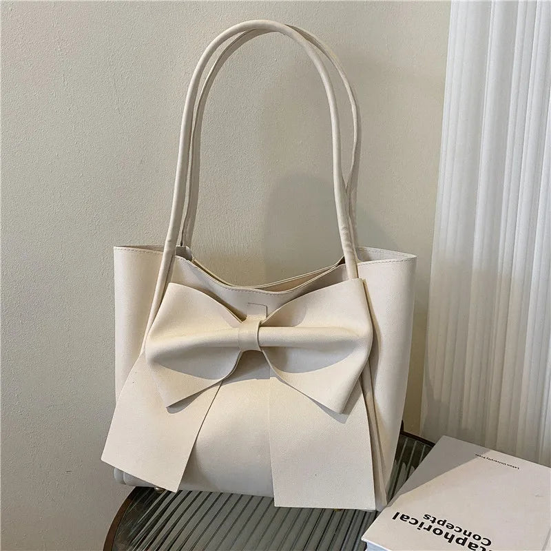 eybag PU Leather Women Tote Bags Large Capacity Fashion Bow Ladies Shoulder Bags Casual Chic All-Match Handbags