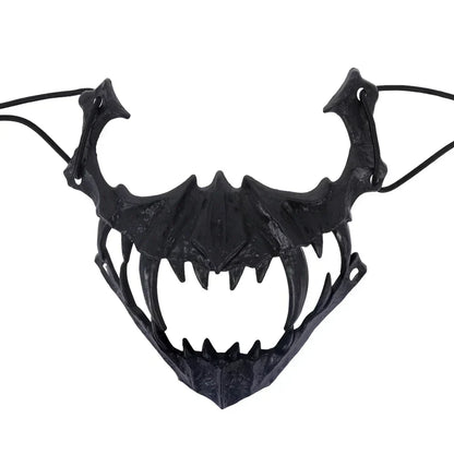 -Halloween Custom Party Skull Mask Long Teeth Demon Skeleton Half Face Mask Wolf Dragon Tiger Houjuu Nue Mask Cosplay Halloween Costume Props