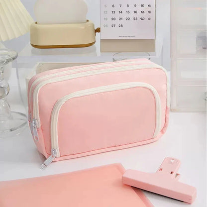 eybag Girl Pink Large Capacity Pencil Bag Aesthetic School Cases Girl Korean Stationery Holder Bag Pen Case Students School Supplies