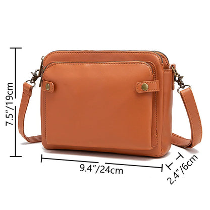 eybag Bags For Women Trend 2024 Three Layer Vintage Leather Crossbody Bags Women's Shoulder Square Bag Brown Satchel Clutches