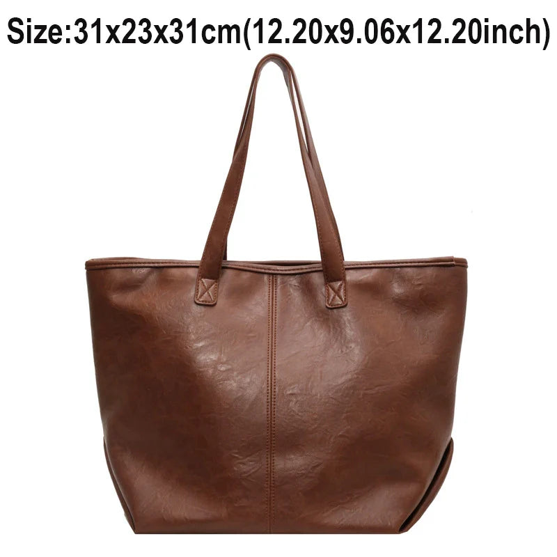 Lkblock Large Capacity PU Leather Bags Brand Design Big Tote Bag for Women Solid Color Fashion Female Handbags INS Style Underarm Bags