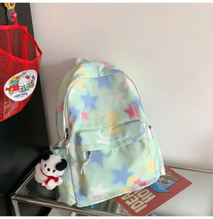 eybag Korean 2024 New Colorful Star College Student Schoolbags Japanese Tie Dyeing Large Capacity Personalized Backpack for Women Ins