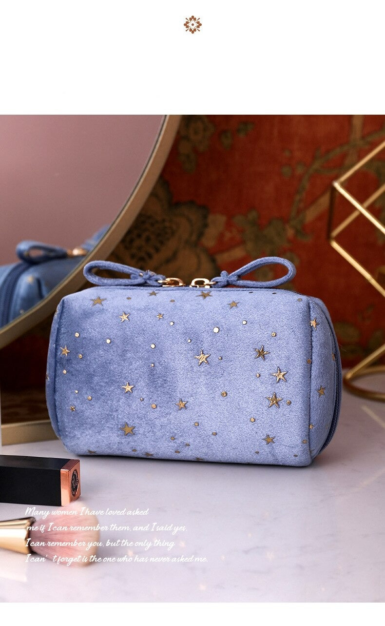 eybag flannel Cosmetic Bag Anytime Portable Velvet Star Clutch Bag Simple Carry-on Change Lipstick Storage Bag