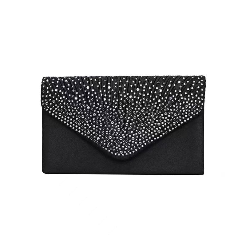 Lkblock Fashion Ladies Glitter Evening Satin Bridal Clutch Diamond Bag Womens Wedding Party Prom Envelope Handbag Party Banquet Bags