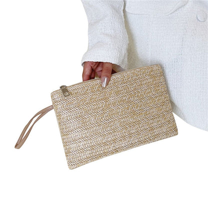 Lkblock Elegant Ladies Straw Woven Handbag Women Holiday Beach Casual Tote Top-Handle Bags Fashion Retro Shoulder Bags 2022