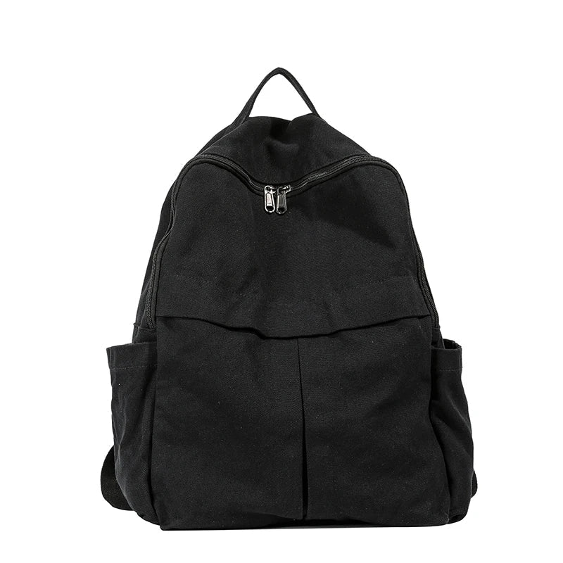 eybag Large Capacity Canvas Backpacks 100% Cotton School Bags Brand High Quality Cloth Satchels Solid Black Leisure Or Travel Bags