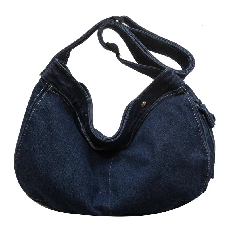 eybag Fashion Washed Denim Crossbody Bags For Women Large Capacity Casual Shoulder Tote Bag Student School Bag Female Travel Handbag