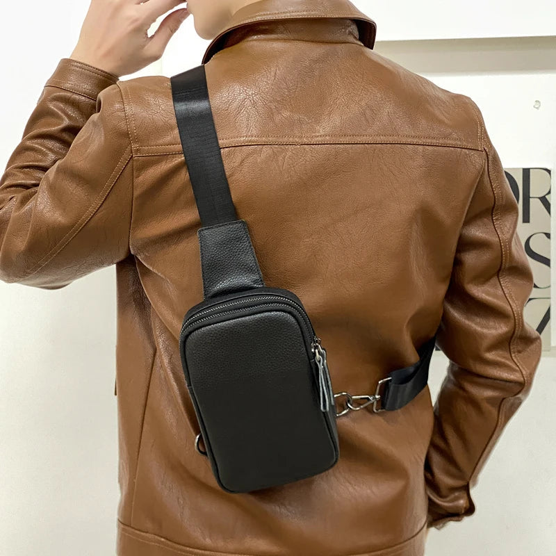 eybag Newest Men Daily Crossbody Chest Bags For Work PU Leather Travel Fashion High Capacity Business Handbags With Large Pockets