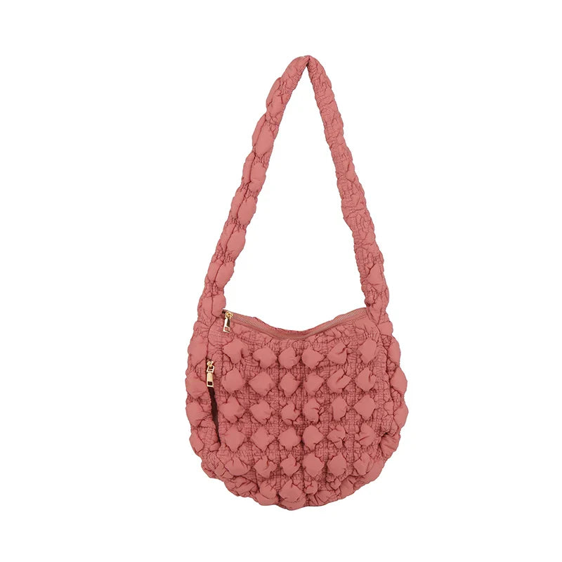 eybag Women's Bag High Quality Women's Zipper Large Capacity Dumpling Bag Women's Personalized Pleated Bubble Solid Handbag