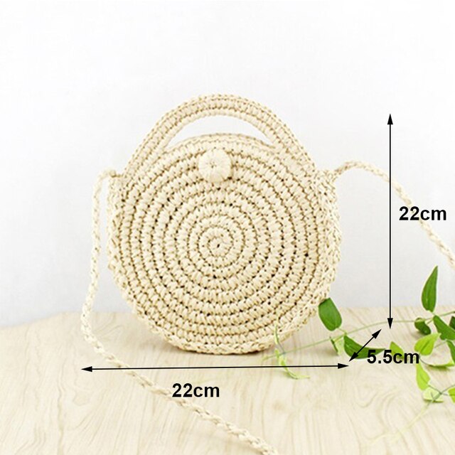 Lkblock New Half Round Straw Bags for Women Summer Beach Rattan Bag Handmade Woven Half Moon Crossbody Handbags Bohemia