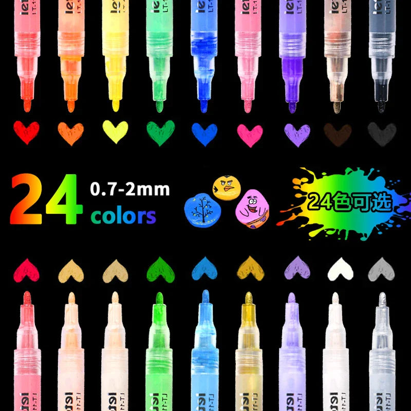 eybag Acrylic Metal Beautiful Color Painting Pen, Multi-function Calligraphy Practice, Special Pen for Students