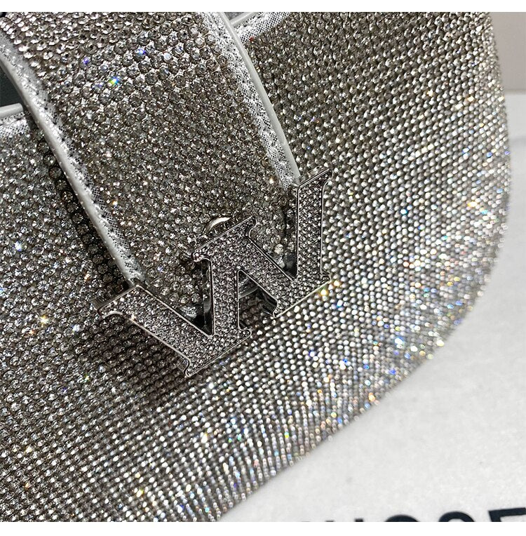 Lkblock Luxury Full Rhinestone Diamond Underarm Bag Women's Handbag Shoulder Messenger Chain Bag Evening Clutch Bag Party Bling Purse