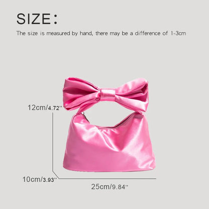 eybag Korean Casual Pillow Bags For Women Luxury Designer Handbag And Purse 2024 New In Satin Bow Bit To Handle Small Cloth Hand Wrist