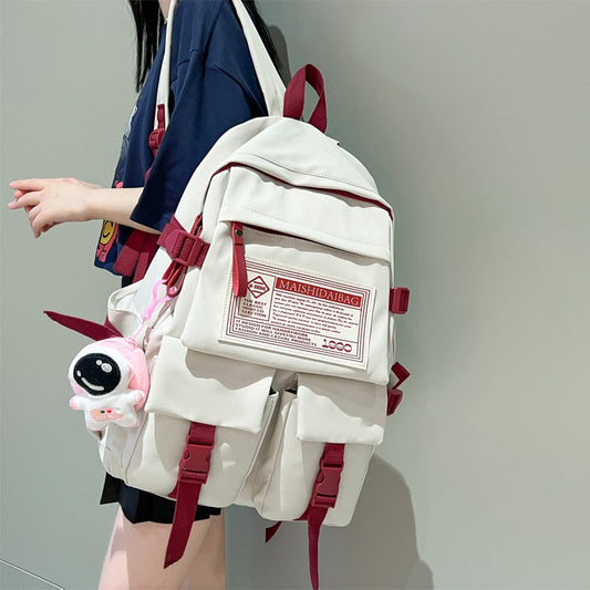 eybag Fashion Multipocket Nylon Women Backpack Female Big Waterproof Back Bag Portable School Backpack For Girl Student Schoolbag Cool