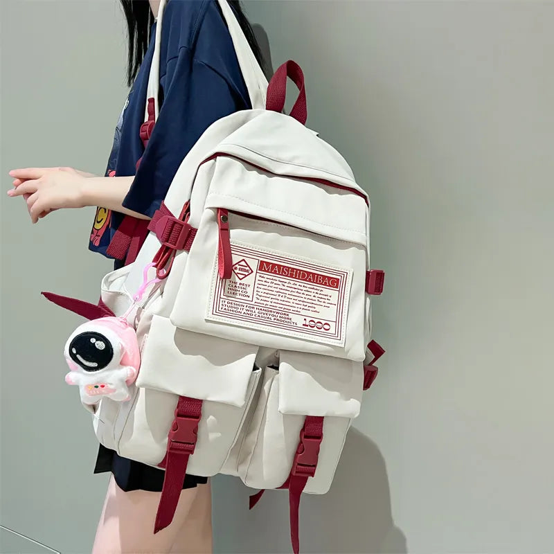 eybag - Fashion Multipocket Nylon Women Backpack Female Big Waterproof Back Bag Portable School Backpack For Girl Student Schoolbag Cool