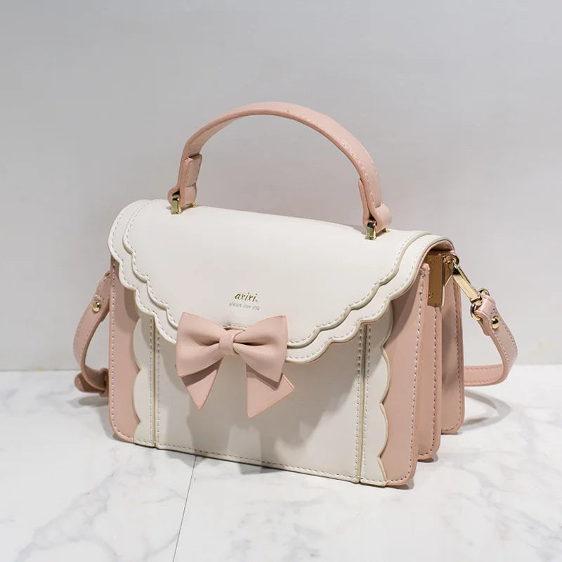 Lkblock Japan Fashion Cute Bow Shoulder Bags Women Sweet Handbag Famous Brand Designer Girl Leather Shoulder Bag Lolita Kawaii Clutch