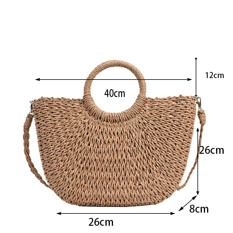 eybag Straw Woven Handbags For Women Handmade Travel Seaside Beach Bag Summer New Handle Bucket Bag Shopping Tote Bag Basket Bolsa 50.99